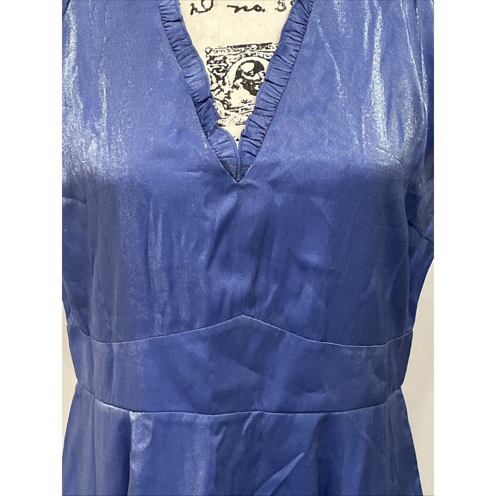 NEW Vintage Inspired Cobalt Blue Short Sleeve Dress Size M Caroline Vazzana - Picture 5 of 16